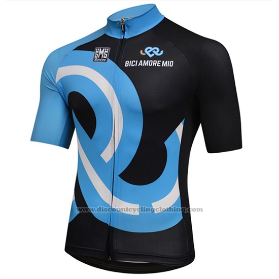 2018 Cycling Jersey Bici Amore Mio Black and Blue Short Sleeve and Bib Short